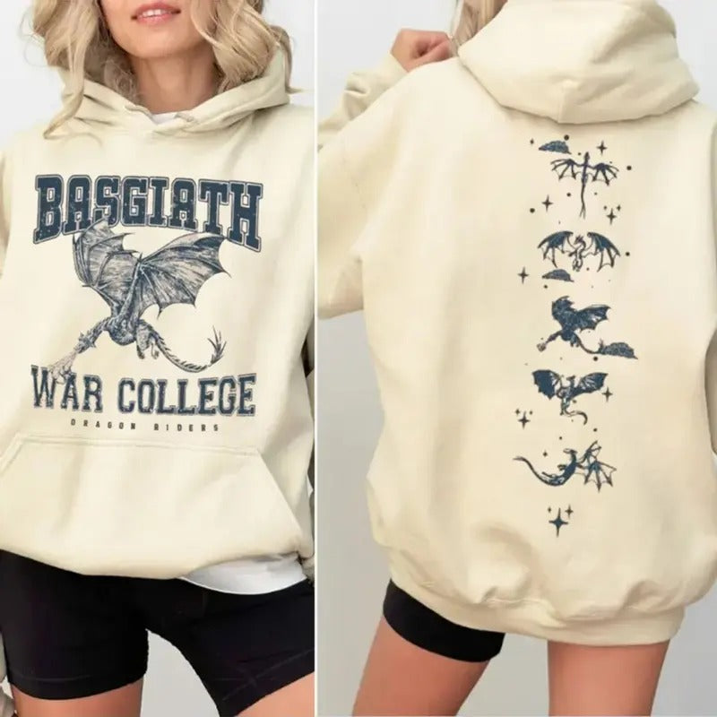 Fourth Wing Wyvern Double Sided Sweatshirt, Basgiath War College Shirt, Bookish Shirt, Fourth Wing Dragon Rider Hoodie,...