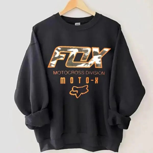 Fox Racing Camouflage Spellout Logo Sweatshirt T-shirt Hoodie, Fox Racing Unisex Cotton Shirt, Road Dirt Bike Tee,...
