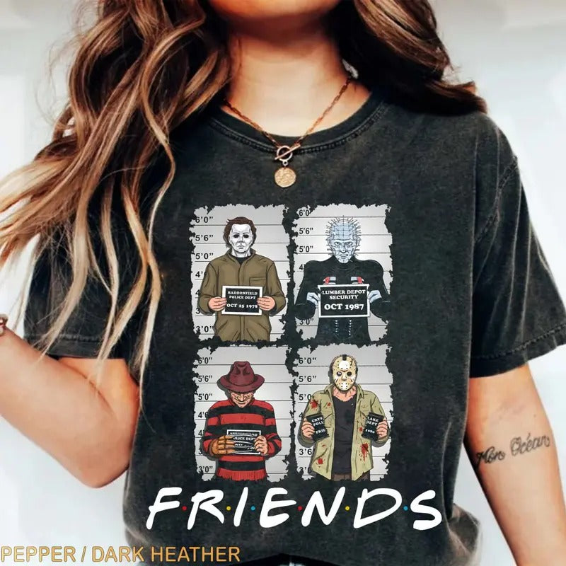 Fr1ends H0rror Movies Sweatshirt, Fr1ends Halloween Shirt, H0rror Movie Characters Shirt Hoodie | RetroVerseTees.com