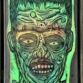 Frankenstein Woodcut Printed on Painted and Shaped Wooden Panels Decor Hand Wall Ornaments Artistic T-Shirts, Hoodie,...