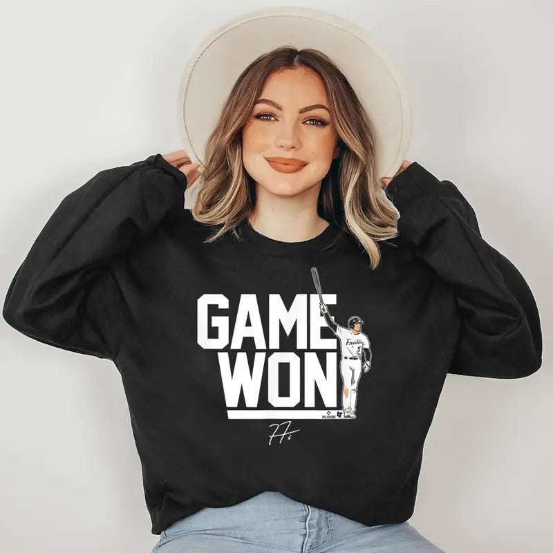 Freddie Freeman - Game Won - Los Angeles Baseball Sweatshirt T-Shirts, Hoodie | RetroVerseTees.com