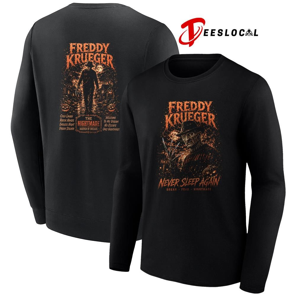 Freddy Krueger never sleep again dream fear nightmare graphic shirt