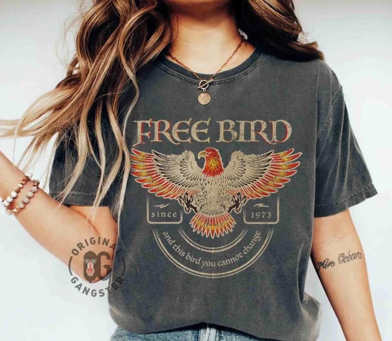 Free Bird Shirt, Old School Band T-shirt, Retro Music Shirt, Ropck Band Tee Hoodie, Sweatshirt | RetroVerseTees.com