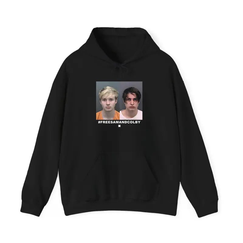 Free Sam And Colby Unisex Hoodie Mugshot Tee Sweatshirt | RetroVerseTees.com