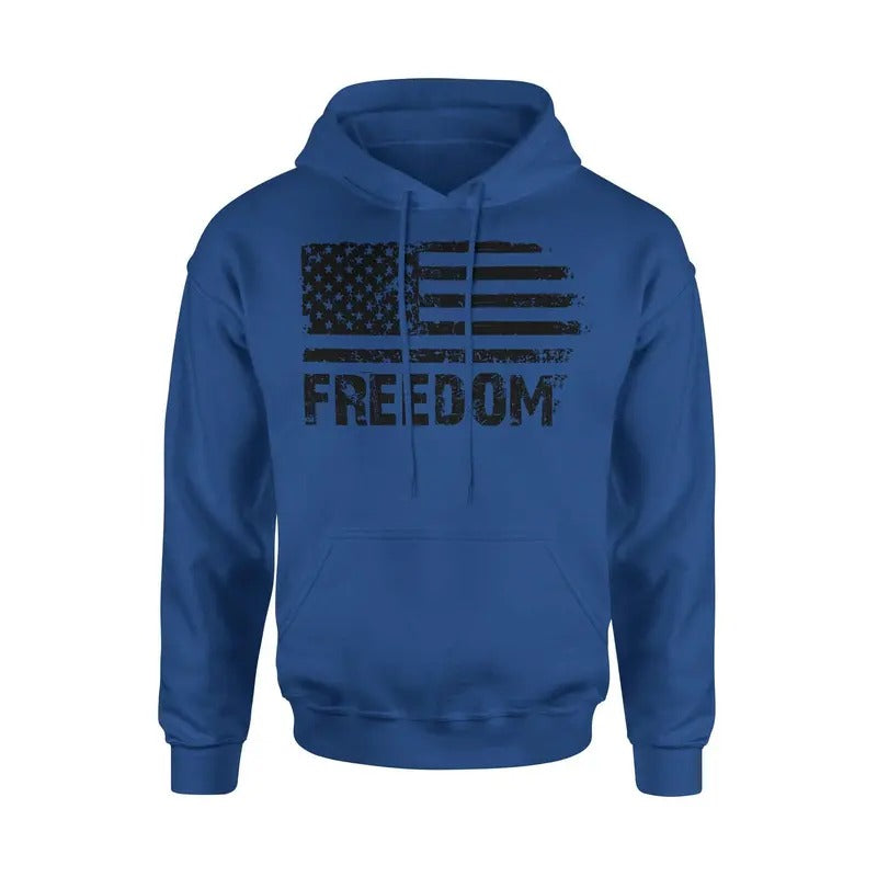 Freedom American Flag Patriotic Hoodie Sweatshirt Cotton Fabric T-Shirts | RetroVerseTees.com