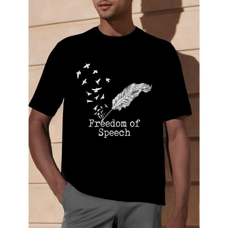 Freedom Of Speech Cool Unisex Shirt Bird Of Flocks White Feather Pen T-Shirt Short-Sleeve Liberal Democracies Open Speech...
