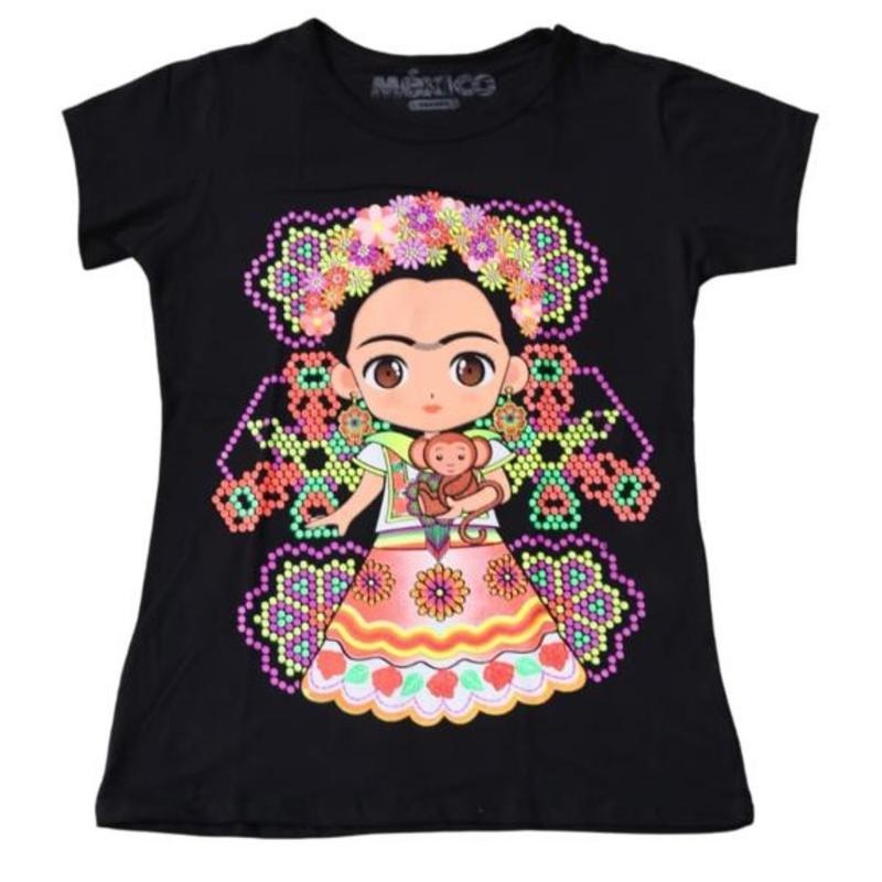Frida con changuito playera Top Crewneck Womenswear T-Shirts, Hoodie, Sweatshirt | RetroVerseTees.com