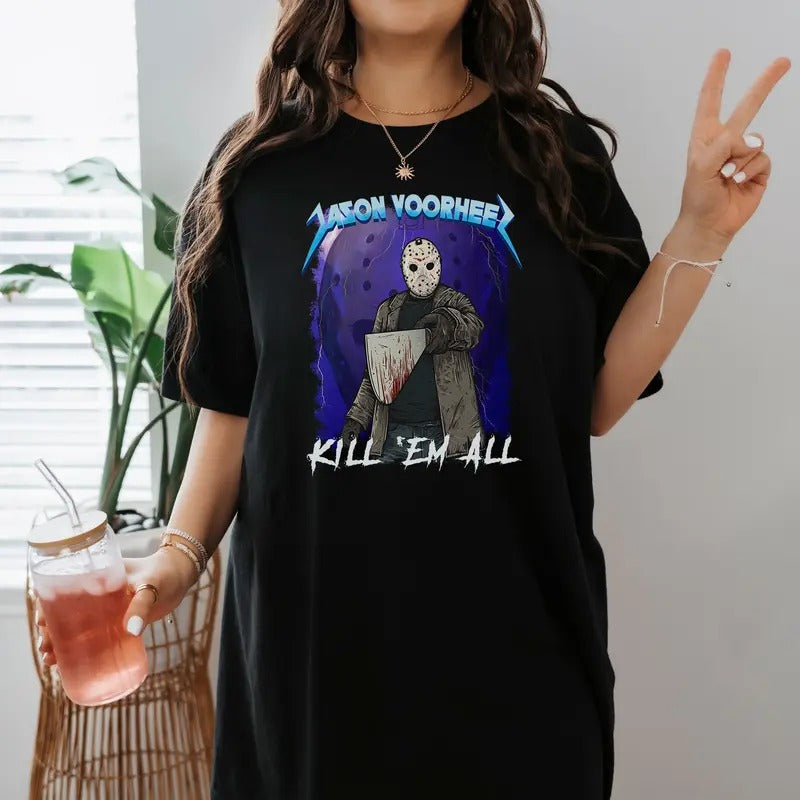 Friday the 13th Lovers Movie Jason Voorhees Kill Em All Scary Spooky   T-Shirt Hoodie, Sweatshirt | RetroVerseTees.com