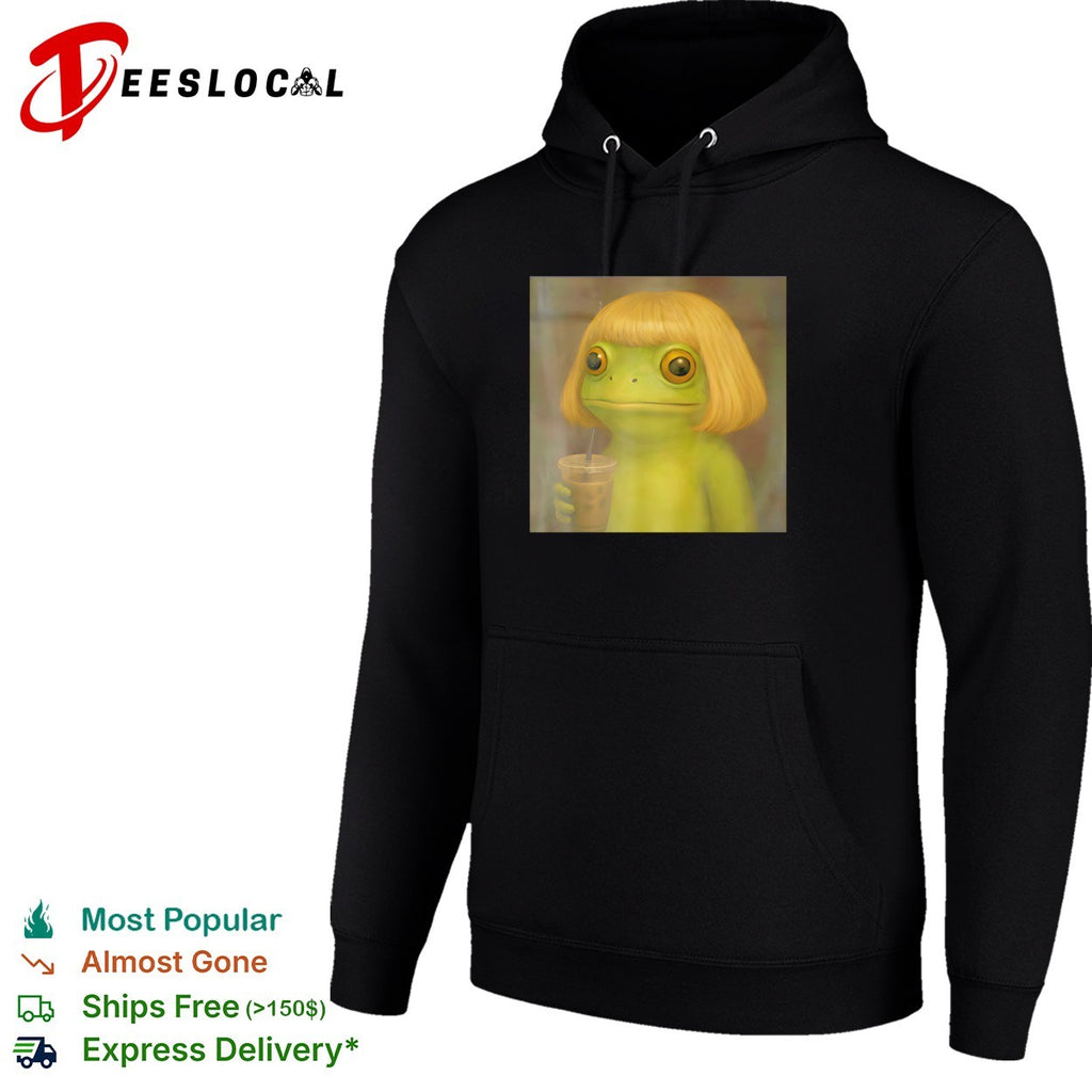 Frog blonde wig iced coffee shirt