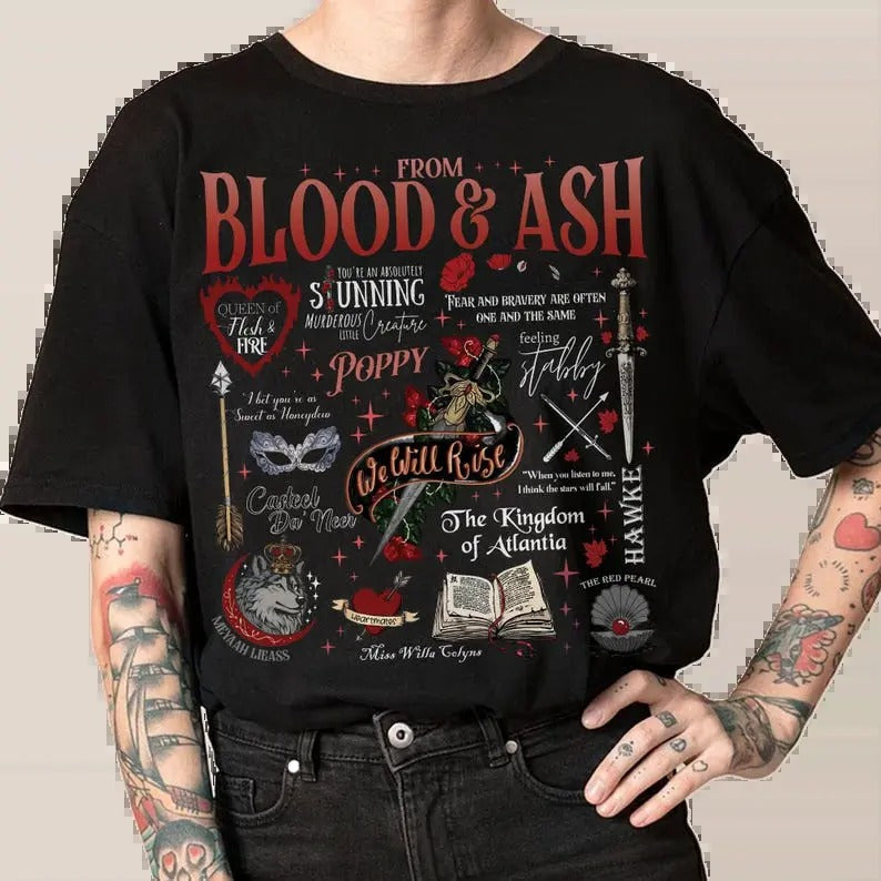 From Blood And Ash We shirt, We Will Rise shirt, The Kingdom Of Atlantia shirt, throne of glass book merch Hoodie, Sweatshirt