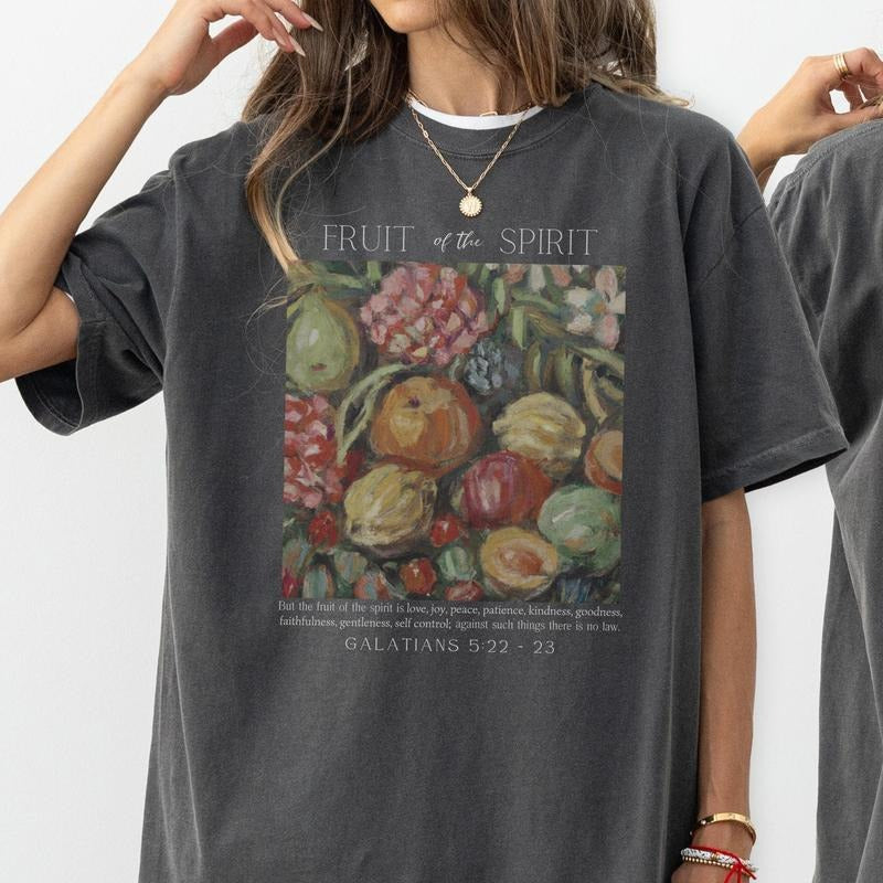 Fruit FOG TNF Spirit Christian T-Shirt - Comfort Colors Casual Streetstyle Crew Neck Short Sleeve T-Shirt Trendy Tops for...