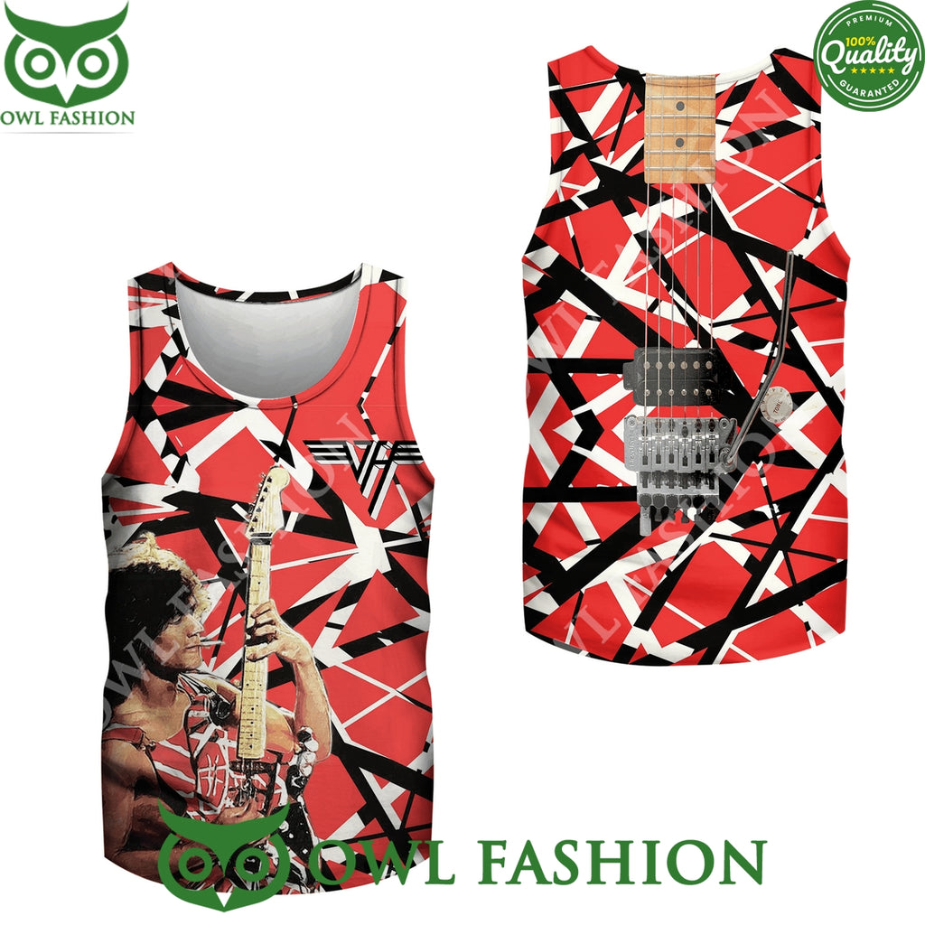 Van Halen Playing Guitar with Logo 3D t Shirt