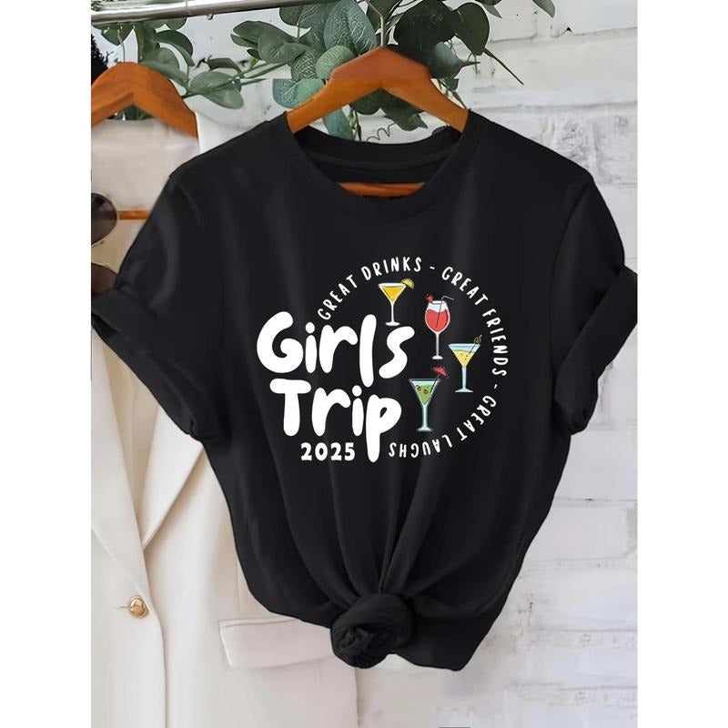 Fun - loving Gunpla brand Festive Lightsaber brand - Shirt: "Girls Trip 2025" with Cocktail Graphics Gunpla brand "GREAT...