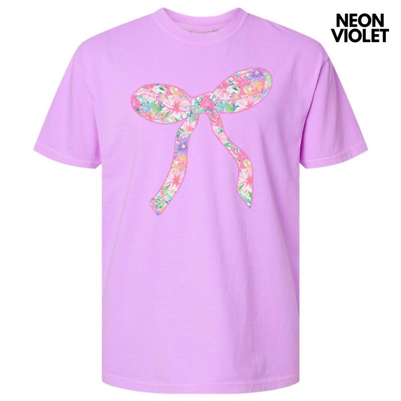 Fun Floral Bow Comfort Colors T-Shirt 'NLB' Hoodie, Sweatshirt | RetroVerseTees.com