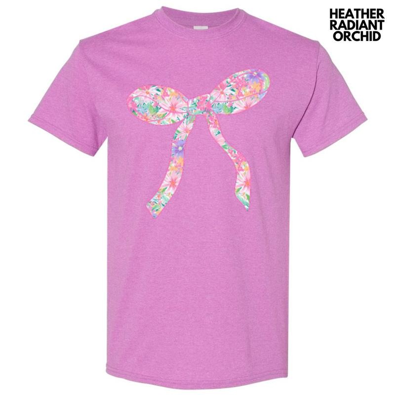 Fun Floral Bow Gildan Short Sleeve T-Shirt 'NLB' Hoodie, Sweatshirt | RetroVerseTees.com