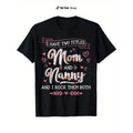Funny "Mom & Nanny" Graphic T-Shirt - 100% Cotton Crew Neck Short Sleeve Tee with Playful Heart & Arrow Print - Perfect...
