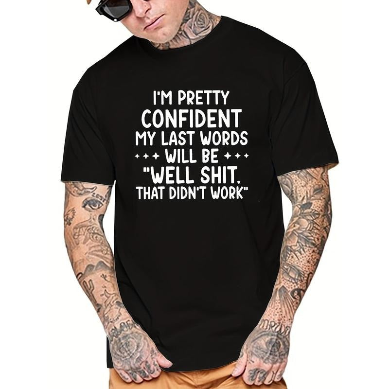 Funny 'That Didn't Work' Print Casual Short Sleeve T Shirt for Men, Summer Spring Fall Tops as Gifts Made in USA Hoodie,...