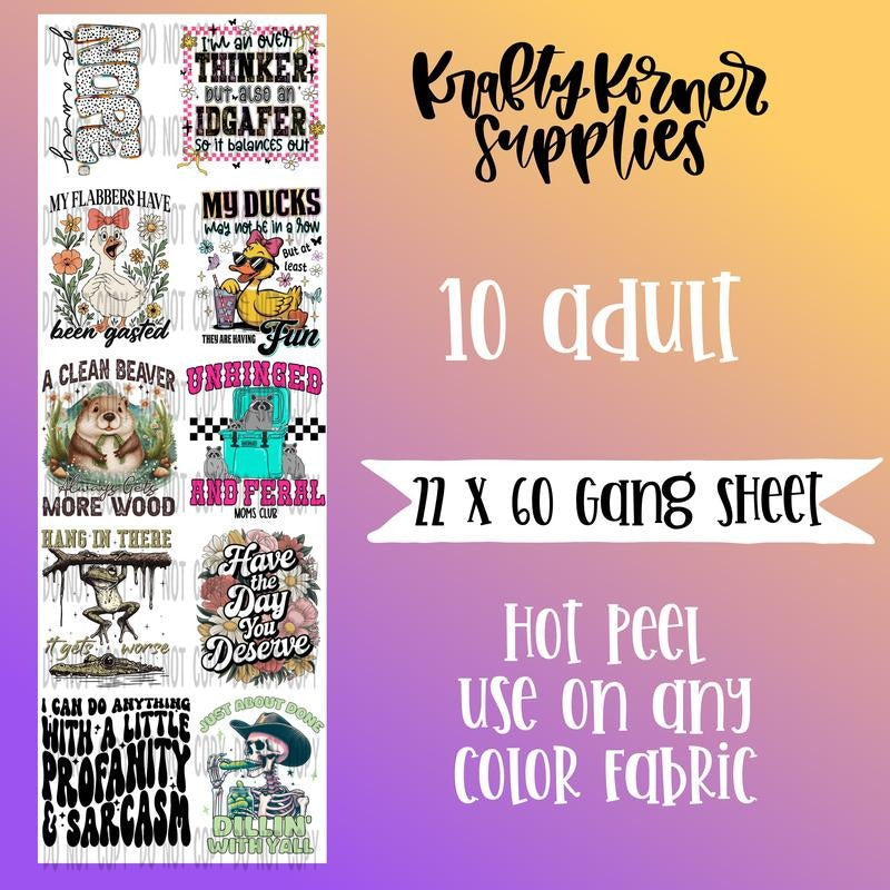 Funny 2.0 DTF Transfer Gang Sheet, 22 x 60 T-Shirts, Hoodie, Sweatshirt | RetroVerseTees.com