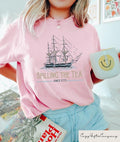 Funny 4th of July T Shirt Hoodie Sweater, Spilling the Tea Since 1773, Veterans Gifts, Patriotic Top, Independence Day...