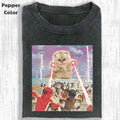 Funny Animal Vintage Graphic Tee, Cat Attack People T-Shirt, Animal Shirt, Unisex Meme Cringe Funny Shirt, Menswear...