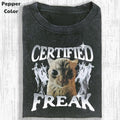 Funny Animal Vintage Graphic Tee, Certified Freak T-Shirt, Cat Shirt, Unisex Meme Cringe Funny Shirt, Menswear Womenswear...