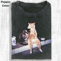 Funny Animal Vintage Graphic Tee, Cool Cats & Chill T-Shirt, Stupid Cat Shirt, Unisex Meme Cringe Funny Shirt, Menswear...