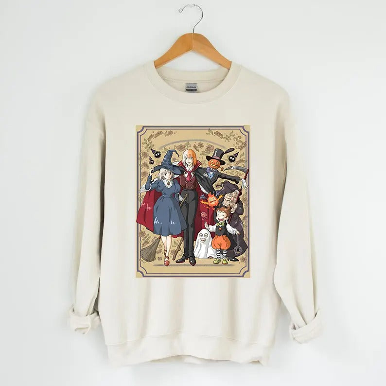 Funny Anime Halloween Sweatshirt, Howls Moving Castle, Howl And Sophie, No text T-Shirts, Hoodie | RetroVerseTees.com
