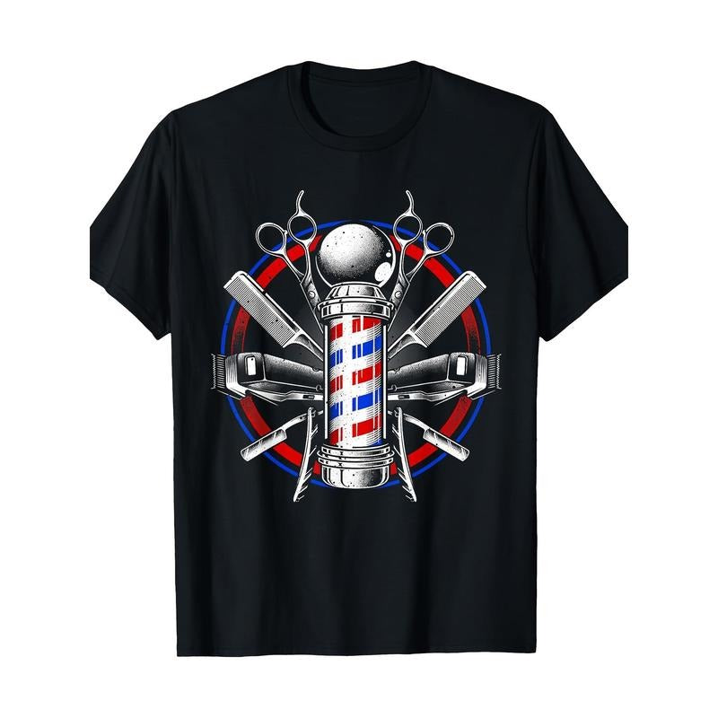 Funny Barber Gift For Men Barbershop Pole Tools Hairstylist T-Shirt - Made in USA Hoodie, Sweatshirt | RetroVerseTees.com