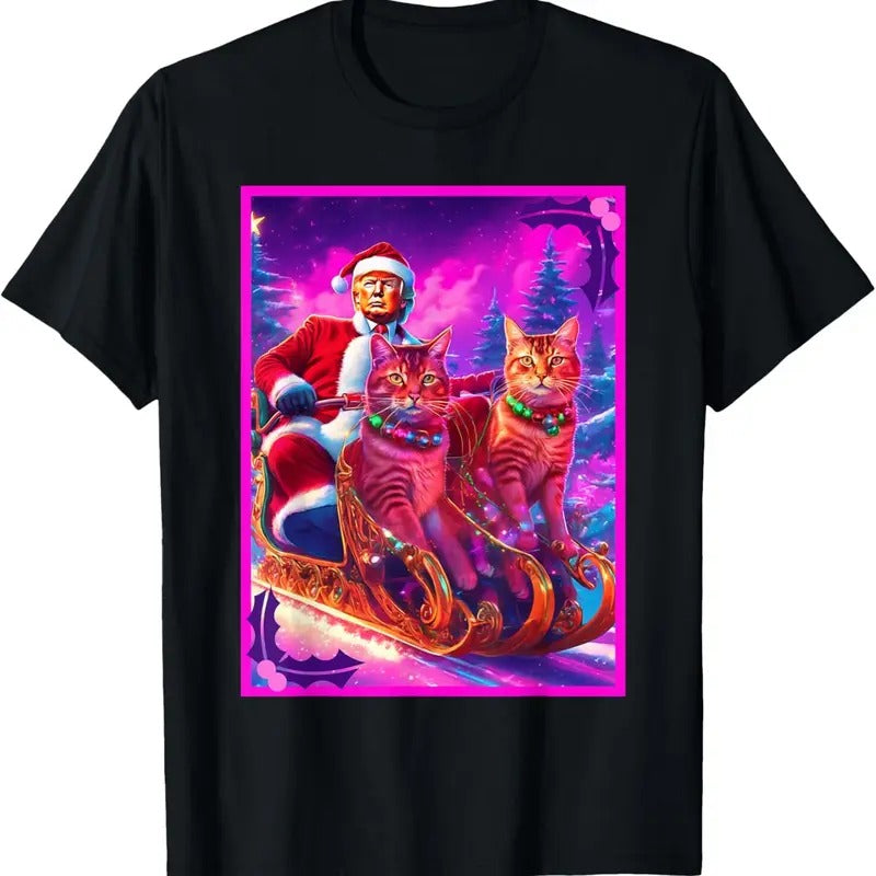 Funny Cat Lover Christmas Sweater Trump Ugly Christmas T-Shirt Hoodie, Sweatshirt | RetroVerseTees.com