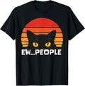 Funny Cat Shirts, Ew People Retro Funny Black Cat Gifts T-Shirt - Menswear Top Hoodie, Sweatshirt | RetroVerseTees.com
