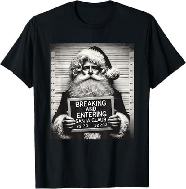 Funny Christmas Shirt, Christmas Gift, Santa Mugshot Funny Christmas Santa Xmas T-Shirt