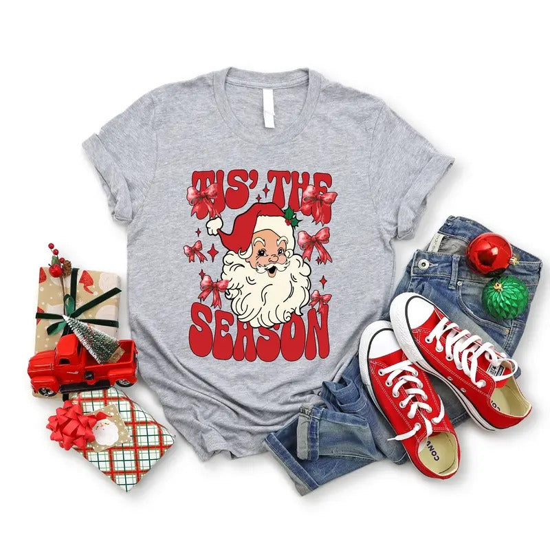 Funny Christmas T-Shirt, Tis The Season Christmas Shirt, Christmas Santa Tee, Xmas Party Gift Tee, Christmas Holiday...