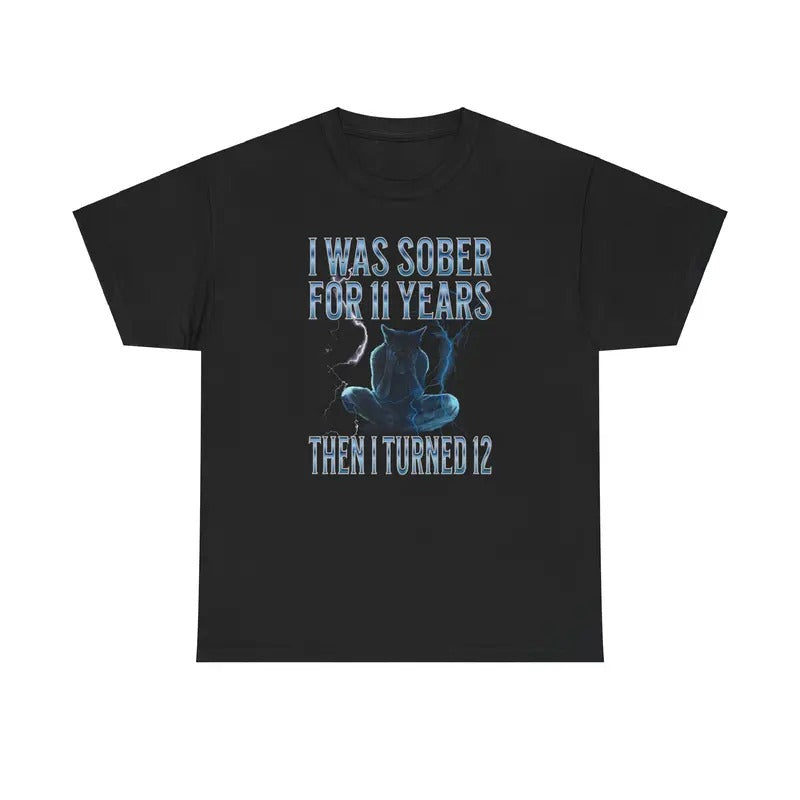 Funny Cotton Streetwear Tee - Swoosh was sober for 11 years TNF Swoosh turned 12 - Casual Crewneck Shortsleeve Menswear...