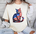 Funny Cute Cat green eyes Cat USA Flag 4th FOG July T-Shirt Hoodie, Sweatshirt | RetroVerseTees.com