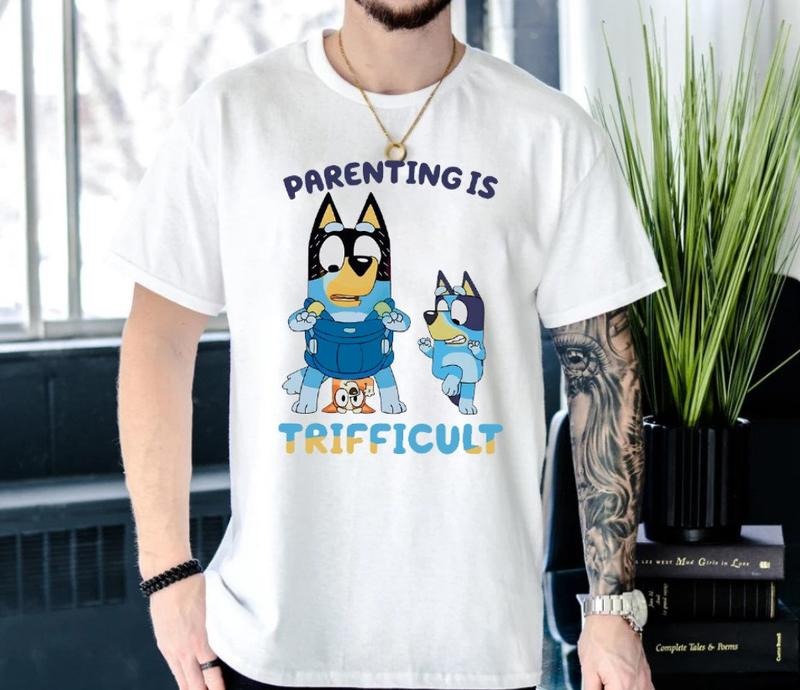 Funny Dad Bluey Daddy Trifficult Shirt, Bluey Best Dad Ever Tshirt, Bluey Dad Retro Tee, Cool Dad Tshirt, Fathers Day...