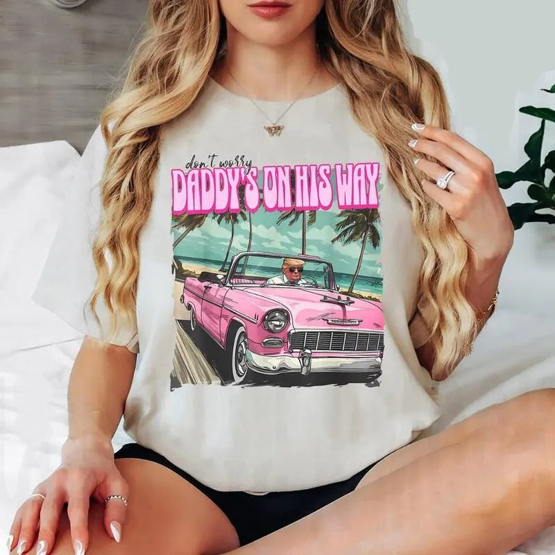 Funny Daddy's Home Trump Pink 2024 Take America Back 2024 T-Shirt Hoodie, Sweatshirt | RetroVerseTees.com