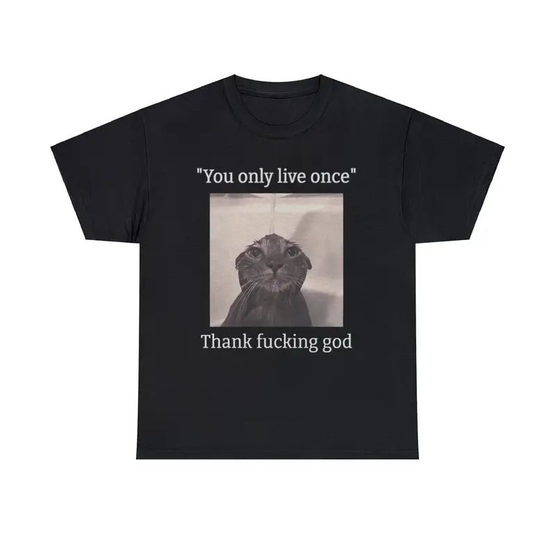 Funny Depressed Meme Cat Adult Unisex Shirt, Funny Cat Shirt Hoodie, Sweatshirt | RetroVerseTees.com