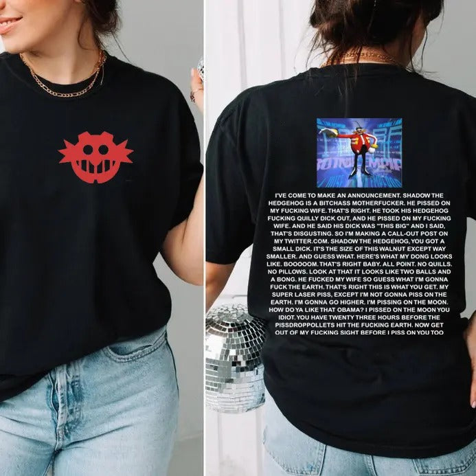 Funny Dr Eggman 2 Sides Shirt Son1c Merch Unisex Streetwear shirt, Movie Sweatshirt, Funny Dr. Eggman Meme T-Shirt
