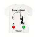 Funny Fishing Man Print Men's Casual Short Sleeve Shirt, Men's Shirt For Summer Vacation Resort, Tops For Men Made in USA...