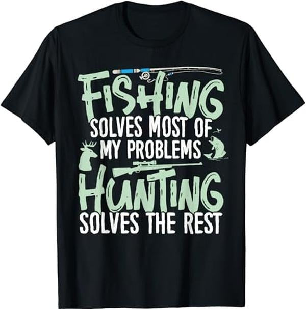 Funny Fishing Shirts, Fishing Solves My Problems T-Shirt Cotton Fashion Casual Classic Hoodie, Sweatshirt