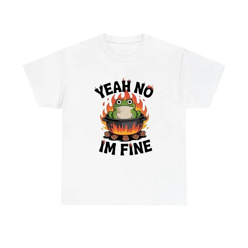 Funny Frog Yeah No I'm Fine Tee, Animal Meme Silly Frog Shirt Hoodie, Sweatshirt | RetroVerseTees.com