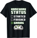 Funny Gamer Shirts, Special Gifts For Gamers, Gaming Homework Status School Funny Gamers Boys Teens T-Shirt Menswear Top...