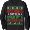 Funny Grandma Got Run Over By A Reindeer Ugly Sweater Long Sleeve T-Shirt Hoodie, Sweatshirt | RetroVerseTees.com