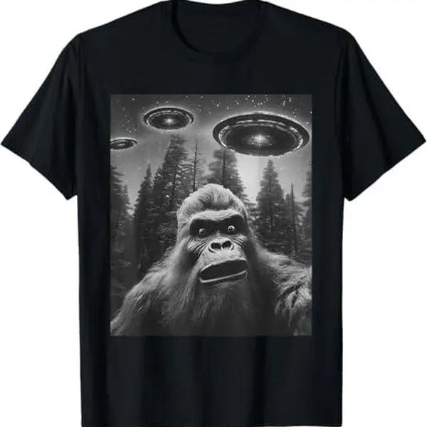 Funny Graphic Tee For Men Women Big.foot Sasquatch Alien UFO T-Shirt Hoodie, Sweatshirt | RetroVerseTees.com