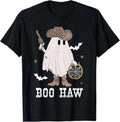 Funny Halloween Shirts For Men, Funny Halloween Boo Haw Retro Ghost Western T-Shirt Menswear