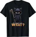 Funny Halloween Shirts For Men, What Cat Black Cat Halloween Scary Cat Angry Cat Funny T-Shirt Menswear