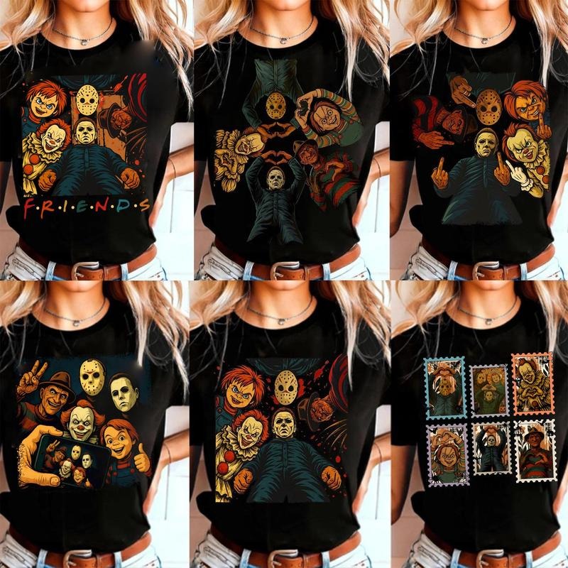Funny Horror Character Cereal Tshirt, Horror Movie Characters Shirt, Scary Movies Shirt, Spooky Season Gift, Halloween...