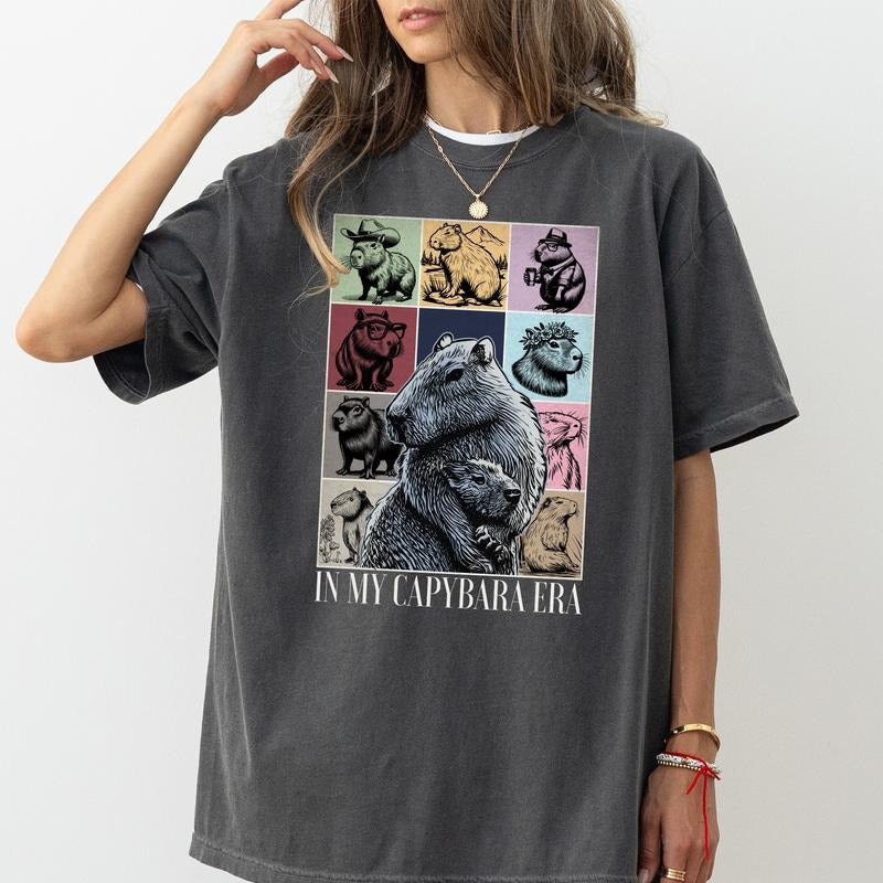 Funny In My Capybara Shirt, Vintage Capybara Graphic Tee Women, Cute Animals Shirt Gifts, Positive Vibes T-shirts,...