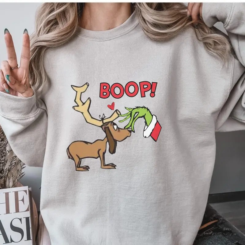 Funny Max Christmas Dog BOOP Sweatshirt, With Dog Max, Cute Whimsical Retro Movie Shirt,Dog Boop Christmas,Dog Lover...