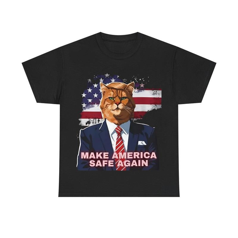 Funny Meme Cat "MAke America Safe Again" Graphic Shirt Hoodie, Sweatshirt | RetroVerseTees.com